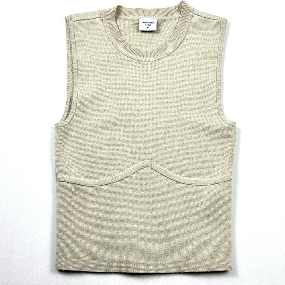 Abercrombie & Fitch Beige Sleeveless Bodycon Tight Knit Top - Size M